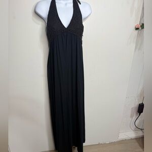 Green Dragon Black Maxi Halter Crotchet Dress Size Small